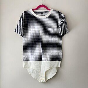 J. Crew Bodysuit | Medium | Short Sleeve T-Shirt, Stripe, Nautical, Pocket NEW